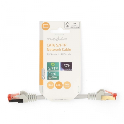 CAT6 Netwerkkabel | RJ45 Male | RJ45 Male | S/FTP | 0.15 m | Rond | LSZH | Grijs | Label