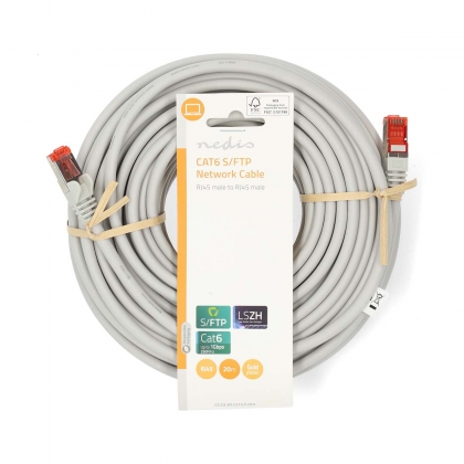 CAT6 Netwerkkabel | RJ45 Male | RJ45 Male | S/FTP | 20.0 m | Rond | LSZH | Grijs | Label