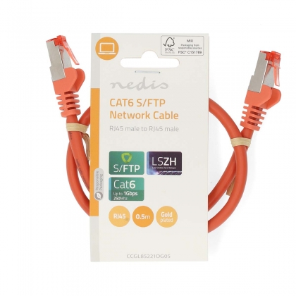 CAT6 Netwerkkabel | RJ45 Male | RJ45 Male | S/FTP | 0.50 m | Rond | LSZH | Oranje | Label