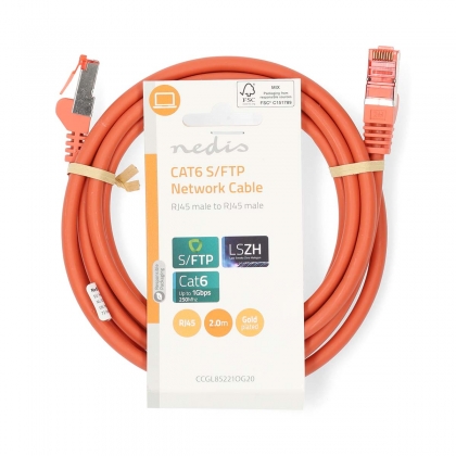 CAT6 Netwerkkabel | RJ45 Male | RJ45 Male | S/FTP | 2.00 m | Rond | LSZH | Oranje | Label