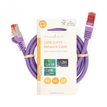 CAT6 Netwerkkabel | RJ45 Male | RJ45 Male | S/FTP | 1.00 m | Rond | LSZH | Violet | Label