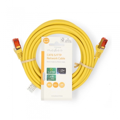 CAT6 Netwerkkabel | RJ45 Male | RJ45 Male | S/FTP | 5.00 m | Rond | LSZH | Geel | Label