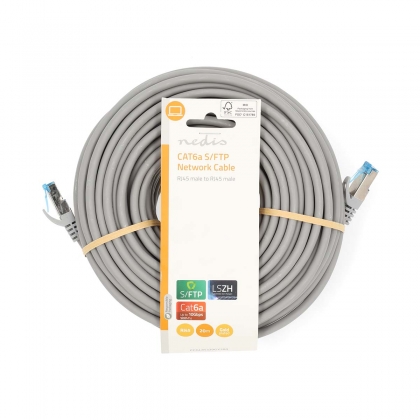 CAT6a netwerkkabel | S/FTP | RJ45 Male | RJ45 Male | 20.0 m | Snagless | Rond | LSZH | Grijs | Label