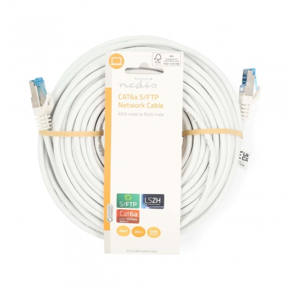 CAT6a netwerkkabel | S/FTP | RJ45 Male | RJ45 Male | 20.0 m | Snagless | Rond | LSZH | Wit | Label