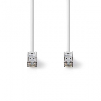 Cat 8.1 Netwerkkabel | S/FTP | RJ45 Male | RJ45 Male | 1.00 m | Rond | LSZH | Wit | Label