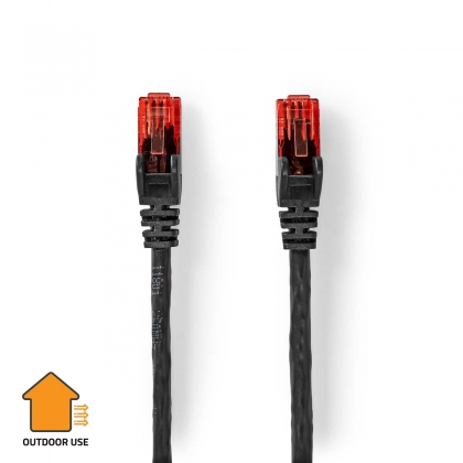 CAT6 Netwerkkabel | RJ45 Male | RJ45 Male | U/UTP | 30.0 m | Buitenshuis | Rond | PE | Zwart | Label