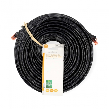 CAT6 Netwerkkabel | RJ45 Male | RJ45 Male | U/UTP | 50.0 m | Buitenshuis | Rond | PE | Zwart | Label