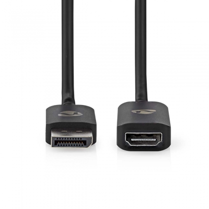 DisplayPort-Adapter | DisplayPort Male | HDMI™ Output | 8K@30Hz | Vernikkeld | Recht | 0.20 m | Rond | TPE | PVC | Zwart | Envelop