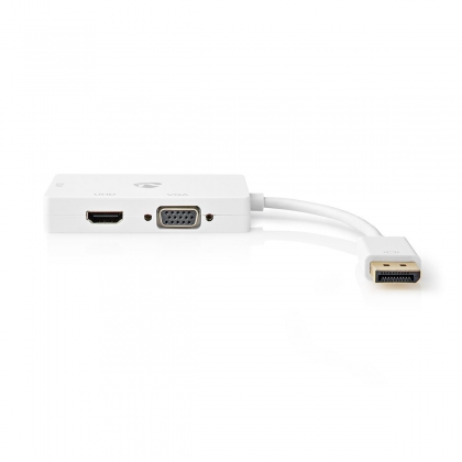 DisplayPort-Adapter | Mini-DisplayPort Male | DVI-D 24+1-Pins Female / HDMI™ Output / VGA Female 15p | 4K@60Hz | Verguld | Schakelbaar | 0.20 m | Rond | ABS | ABS | Wit | Polybag