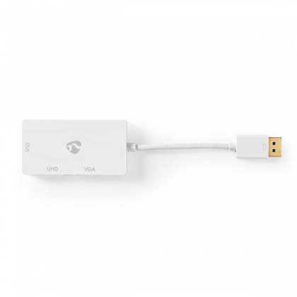 DisplayPort-Adapter | Mini-DisplayPort Male | DVI-D 24+1-Pins Female / HDMI™ Output / VGA Female 15p | 4K@60Hz | Verguld | Schakelbaar | 0.20 m | Rond | ABS | ABS | Wit | Polybag