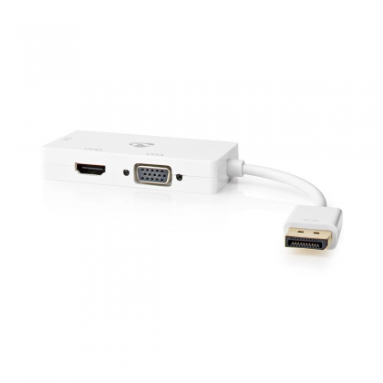 DisplayPort-Adapter | Mini-DisplayPort Male | DVI-D 24+1-Pins Female / HDMI™ Output / VGA Female 15p | 4K@60Hz | Verguld | Schakelbaar | 0.20 m | Rond | ABS | ABS | Wit | Polybag