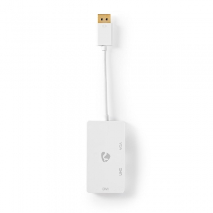 DisplayPort-Adapter | Mini-DisplayPort Male | DVI-D 24+1-Pins Female / HDMI™ Output / VGA Female 15p | 4K@60Hz | Verguld | Schakelbaar | 0.20 m | Rond | ABS | ABS | Wit | Polybag