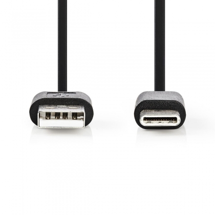 Kabel USB 2.0 | Type-C male - A male | 3,0 m | Zwart