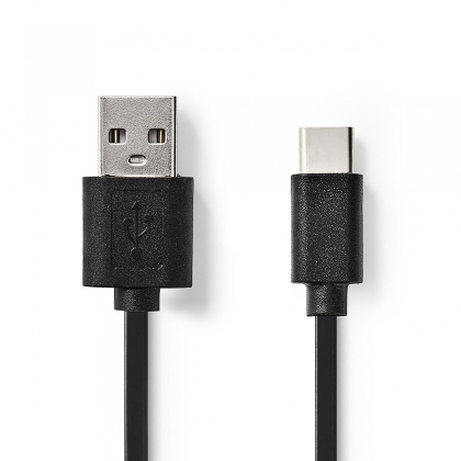 Kabel USB 2.0 | Type-C male - A male | 3,0 m | Zwart