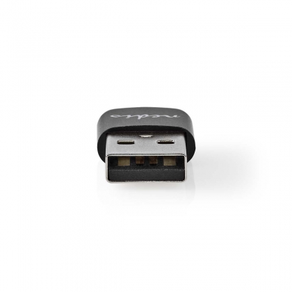 USB-A Adapter | USB 2.0 | USB-A Male | USB-C™ Female | 480 Mbps | Rond | Vernikkeld | Zwart | Doos