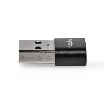 USB-A Adapter | USB 2.0 | USB-A Male | USB-C™ Female | 480 Mbps | Rond | Vernikkeld | Zwart | Doos