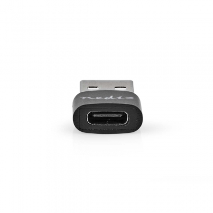 USB-A Adapter | USB 2.0 | USB-A Male | USB-C™ Female | 480 Mbps | Rond | Vernikkeld | Zwart | Doos