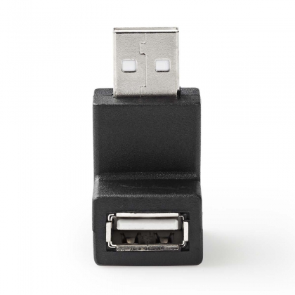 USB-A Adapter | USB 2.0 | USB-A Male | USB-A Female | 480 Mbps | Rond | Vernikkeld | PVC | Zwart | Doos