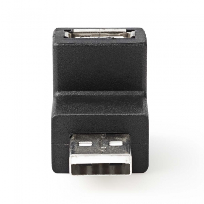 USB-A Adapter | USB 2.0 | USB-A Male | USB-A Female | 480 Mbps | Rond | Vernikkeld | PVC | Zwart | Doos