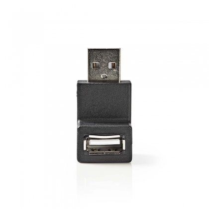 USB-A Adapter | USB 2.0 | USB-A Male | USB-A Female | 480 Mbps | Rond | Vernikkeld | PVC | Zwart | Doos