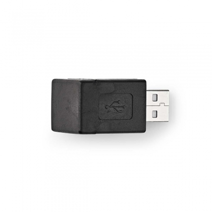 USB-A Adapter | USB 2.0 | USB-A Male | USB-A Female | 480 Mbps | Rond | Vernikkeld | PVC | Zwart | Doos