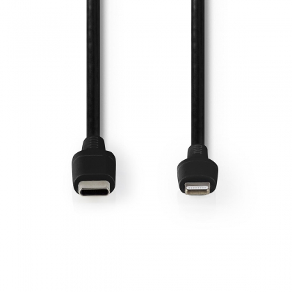 Lightning Kabel | USB 2.0 | Apple Lightning 8-Pins | USB-C™ Male | 480 Mbps | Vernikkeld | 1.00 m | Rond | PVC | Zwart | Doos