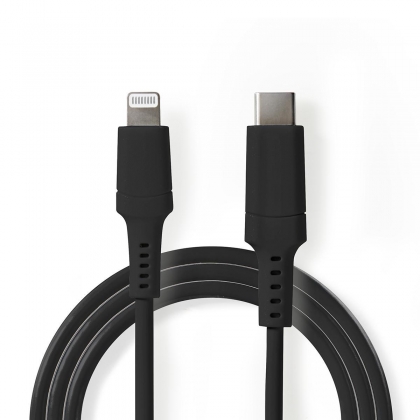 Lightning Kabel | USB 2.0 | Apple Lightning 8-Pins | USB-C™ Male | 480 Mbps | Vernikkeld | 1.00 m | Rond | PVC | Zwart | Doos