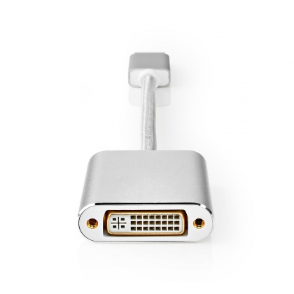 DisplayPort-Kabel | DisplayPort Male | DVI-D 24+1-Pins Female | 1080p | Verguld | 0.20 m | Rond | Gevlochten | Zilver | Cover Window Box