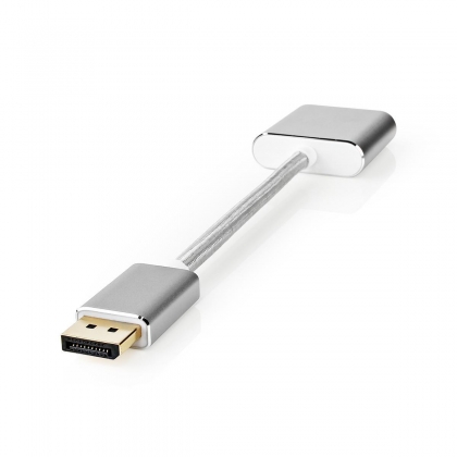 DisplayPort-Kabel | DisplayPort Male | DVI-D 24+1-Pins Female | 1080p | Verguld | 0.20 m | Rond | Gevlochten | Zilver | Cover Window Box