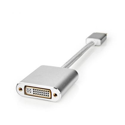 DisplayPort-Kabel | DisplayPort Male | DVI-D 24+1-Pins Female | 1080p | Verguld | 0.20 m | Rond | Gevlochten | Zilver | Cover Window Box