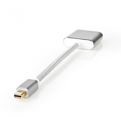 Mini DisplayPort-Kabel | DisplayPort 1.2 | Mini-DisplayPort Male | DVI-D 24+1-Pins Female | 21.6 Gbps | Verguld | 0.20 m | Rond | Gevlochten | Zilver | Cover Window Box