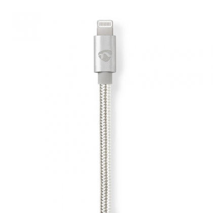 Lightning Kabel | USB 2.0 | Apple Lightning 8-Pins | USB-C™ Male | 480 Mbps | Verguld | 1.00 m | Rond | Gevlochten / Nylon | Aluminium / Zilver | Cover Window Box