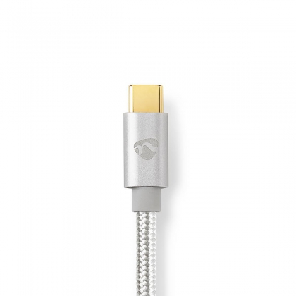 Lightning Kabel | USB 2.0 | Apple Lightning 8-Pins | USB-C™ Male | 480 Mbps | Verguld | 1.00 m | Rond | Gevlochten / Nylon | Aluminium / Zilver | Cover Window Box