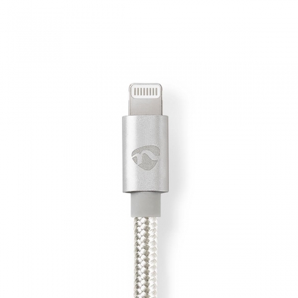 Lightning Kabel | USB 2.0 | Apple Lightning 8-Pins | USB-C™ Male | 480 Mbps | Verguld | 1.00 m | Rond | Gevlochten / Nylon | Aluminium / Zilver | Cover Window Box