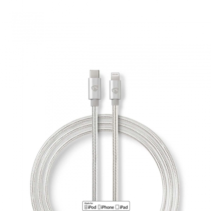 Lightning Kabel | USB 2.0 | Apple Lightning 8-Pins | USB-C™ Male | 480 Mbps | Verguld | 2.00 m | Rond | Gevlochten / Nylon | Aluminium | Cover Window Box