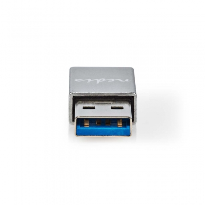 USB-A Adapter | USB 3.2 Gen 1 | USB-A Male | USB-C™ Female | 5 Gbps | Rond | Vernikkeld | Zilver | Cover Box