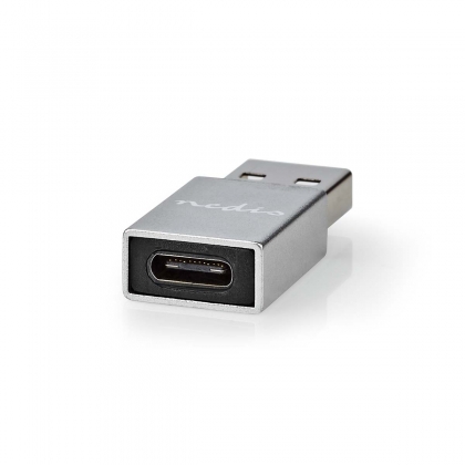 USB-A Adapter | USB 3.2 Gen 1 | USB-A Male | USB-C™ Female | 5 Gbps | Rond | Vernikkeld | Zilver | Cover Box