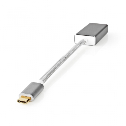 USB-C™ Adapter | USB 3.2 Gen 1 | USB-C™ Male | DisplayPort Female | 0.20 m | Rond | Verguld | Gevlochten / Nylon | Zilver | Cover Window Box