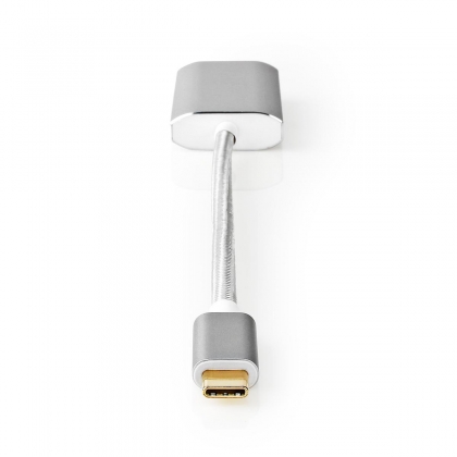 USB-C™ Adapter | USB 3.2 Gen 1 | USB-C™ Male | DisplayPort Female / USB-C™ Female | 4K@60Hz | Power delivery | 0.20 m | Rond | Verguld | Gevlochten / Nylon | Zilver | Cover Window Box