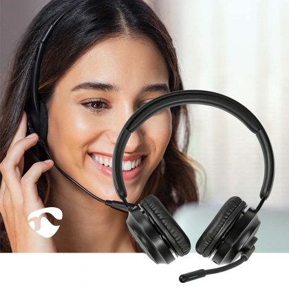 PC-Headset | On-Ear | Stereo | Bluetooth | Inklapbare Microfoon | Zwart