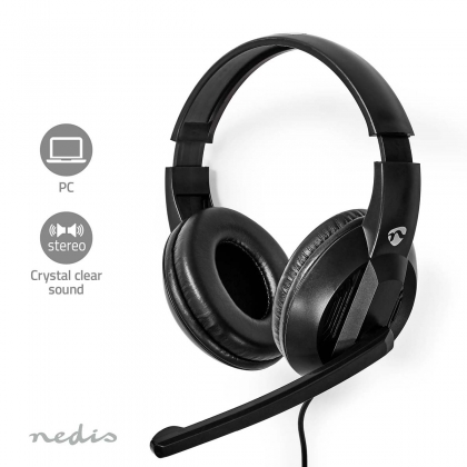 PC-Headset | Over-Ear | Stereo | USB Type-A / USB Type-C™ | Inklapbare Microfoon | Zwart