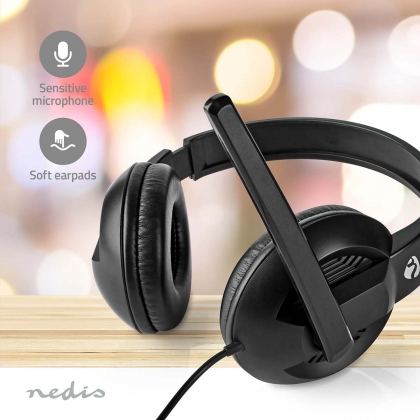 PC-Headset | Over-Ear | Stereo | USB Type-A / USB Type-C™ | Inklapbare Microfoon | Zwart