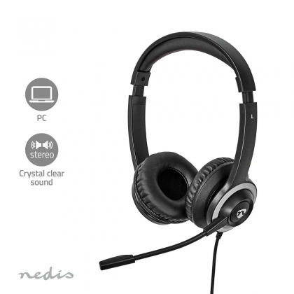 PC-Headset | On-Ear | Stereo | USB Type-A / USB Type-C™ | Inklapbare Microfoon | Zwart