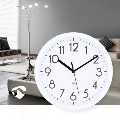 Wandklok | Diameter: 220 mm | Kunststof | Wit