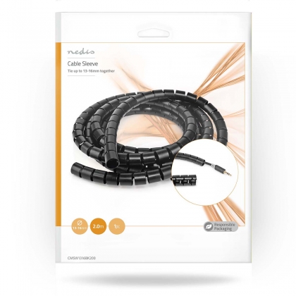 Kabelmanagement | Spiraalvormige sleeve | 1 Stuks | Maximale kabeldikte: 16 mm | PE | Zwart