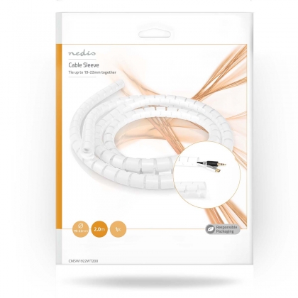 Kabelmanagement | Spiraalvormige sleeve | 1 Stuks | Maximale kabeldikte: 22 mm | PE | Wit