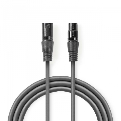 DMX-Adapterkabel | XLR 3-Pins Male | XLR 3-Pins Female | Vernikkeld | 15.0 m | Rond | PVC | Donkergrijs | Gift Box