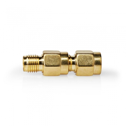 SMA-Adapter | SMA Male Omgekeerde Polariteit | SMA Female | Verguld | 50 Ohm | Recht | Koper | Goud | 2 Stuks | Doos