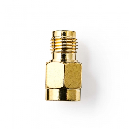 SMA-Adapter | SMA Female Omgekeerde Polariteit | SMA Male | Verguld | 50 Ohm | Recht | Koper | Goud | 2 Stuks | Doos