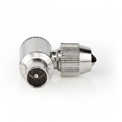 IEC (Coax) Connector | 90° Gehoekt | Male | Vernikkeld | 75 Ohm | Schroef | Diameter kabelinvoer: 7.0 mm | Metaal | Zilver | 2 Stuks | Doos